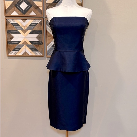 Vintage Ralph Lauren Collection Navy Strapless Peplum Top / Skirt Set size 2 - Picture 1 of 16